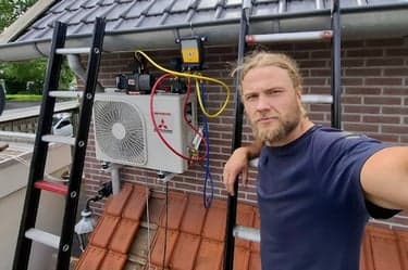 Warmtepomp buitenunit installatie
